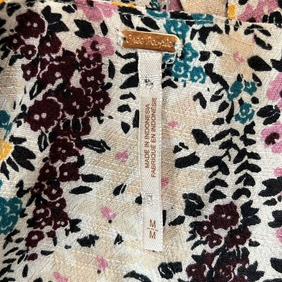 Free People | Miss Right Cream Floral Print Mini Dress M - Picture 13 of 14